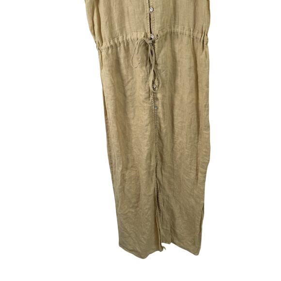 Bella Dahl 100% Linen Button Front Midi Dress Yellow Lagenlook Coastal Womens XS - Picture 3 of 7
